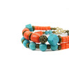 Exclusive bracelet &quot;Princess Anna&quot; Coral puck, Turquoise cube, 2-row