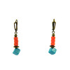 Exclusive earrings &quot;Princess Anna&quot; Coral puck, Turquoise cube