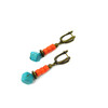 Exclusive earrings &quot;Princess Anna&quot; Coral puck, Turquoise cube