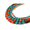 Exclusive necklace &quot;Princess Anna&quot; Coral puck, Turquoise, cube, 4-row