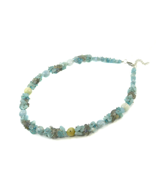 Exclusive necklace "Celesta" beryl, aquamarine, Labrador crumb