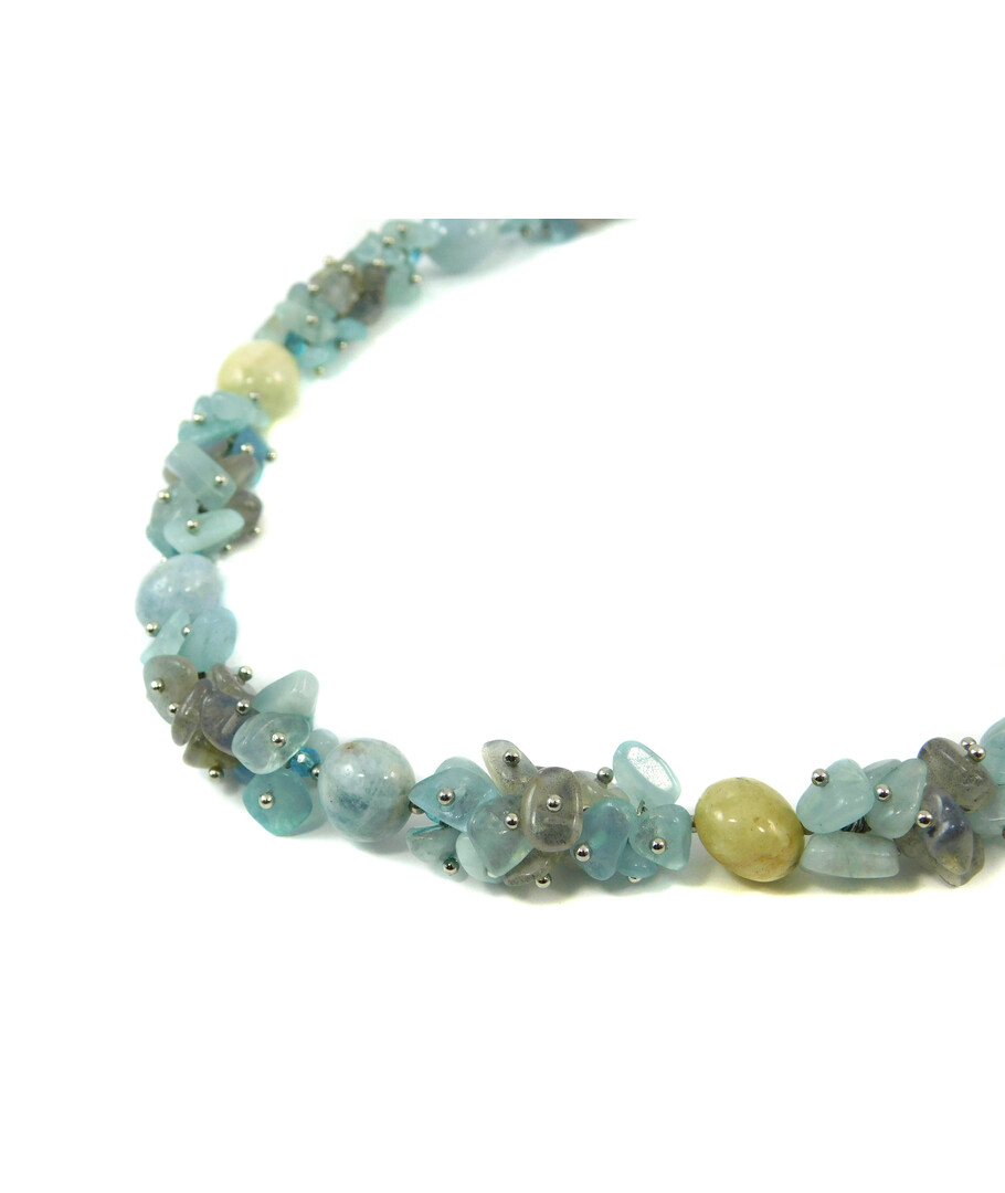 Exclusive necklace "Celesta" beryl, aquamarine, Labrador crumb