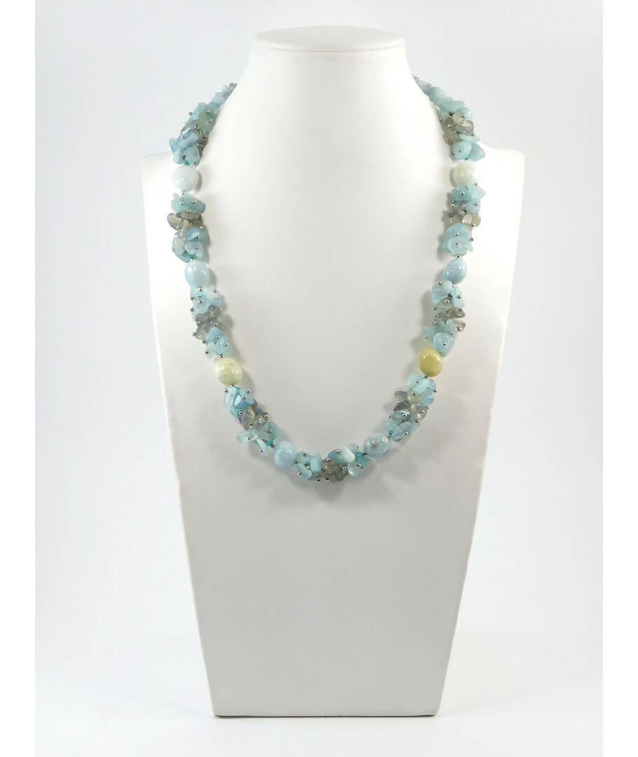 Exclusive necklace "Celesta" beryl, aquamarine, Labrador crumb