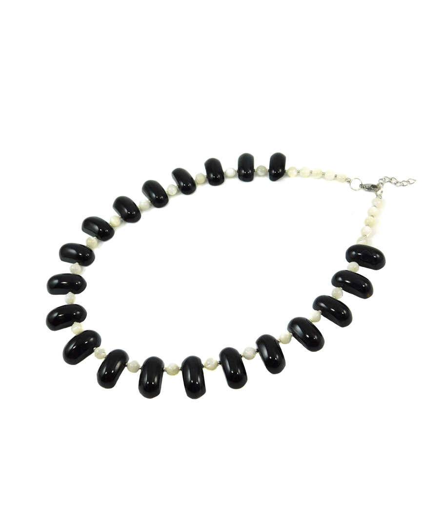 Exclusive necklace "Oversize" Agate link, Mother of pearl