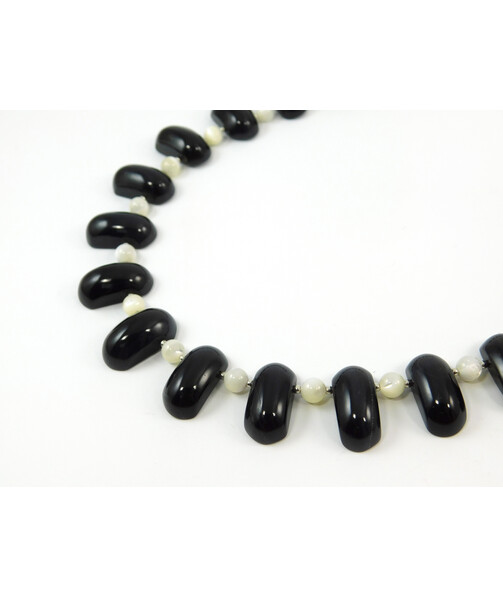 Exclusive necklace "Oversize" Agate link, Mother of pearl