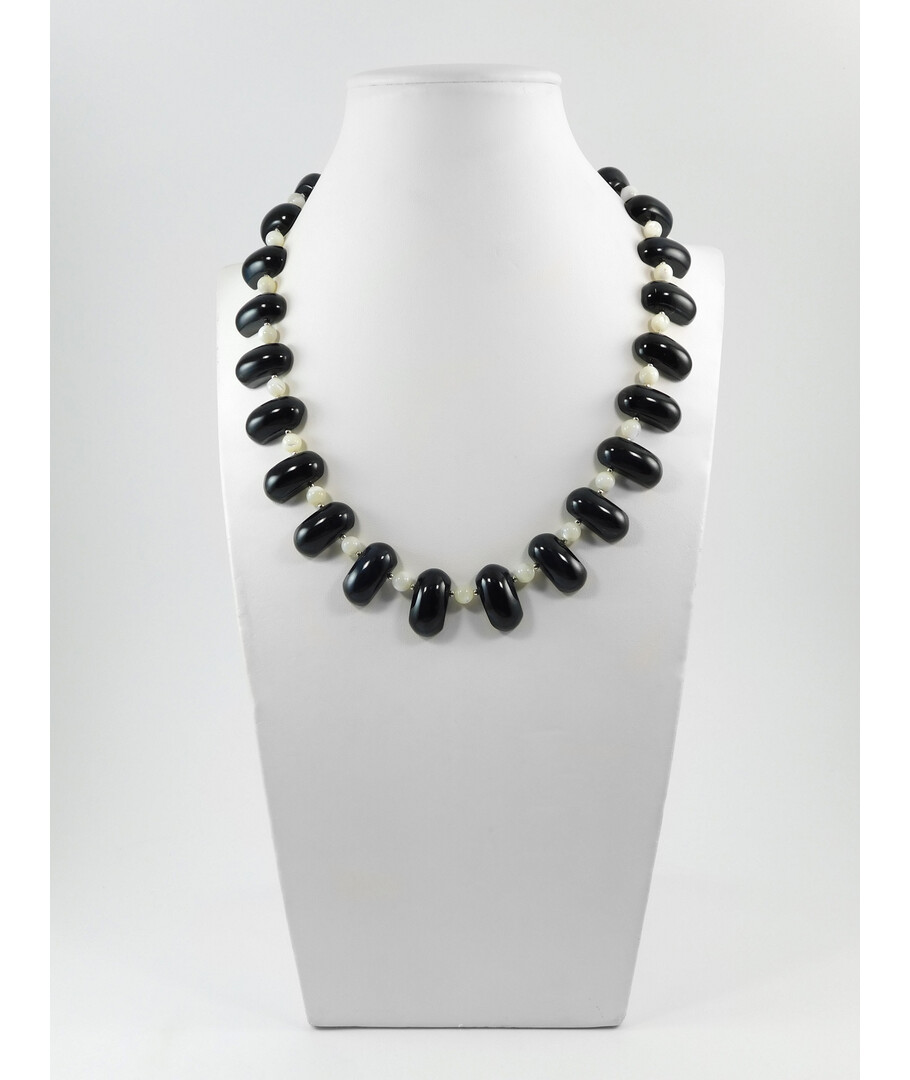 Exclusive necklace "Oversize" Agate link, Mother of pearl