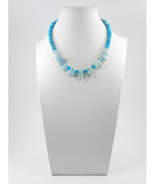 Exclusive necklace "Simba" Aquamarine needles, shells Scafarki washer