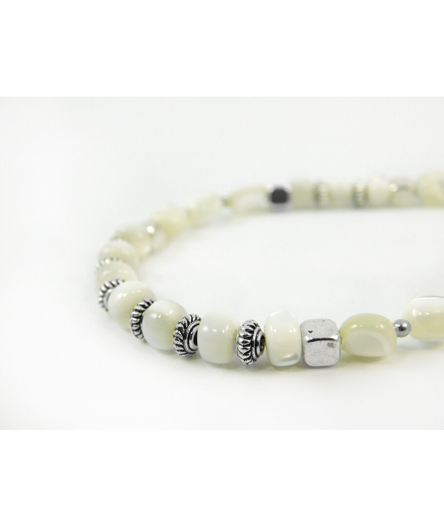 Exclusive bracelet "Jessica" Mother-of-pearl rondel, galovka