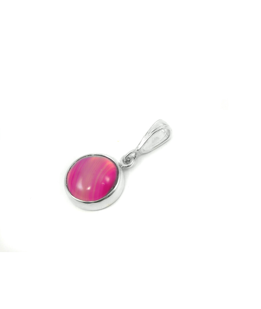 Pink agate pendant, silver