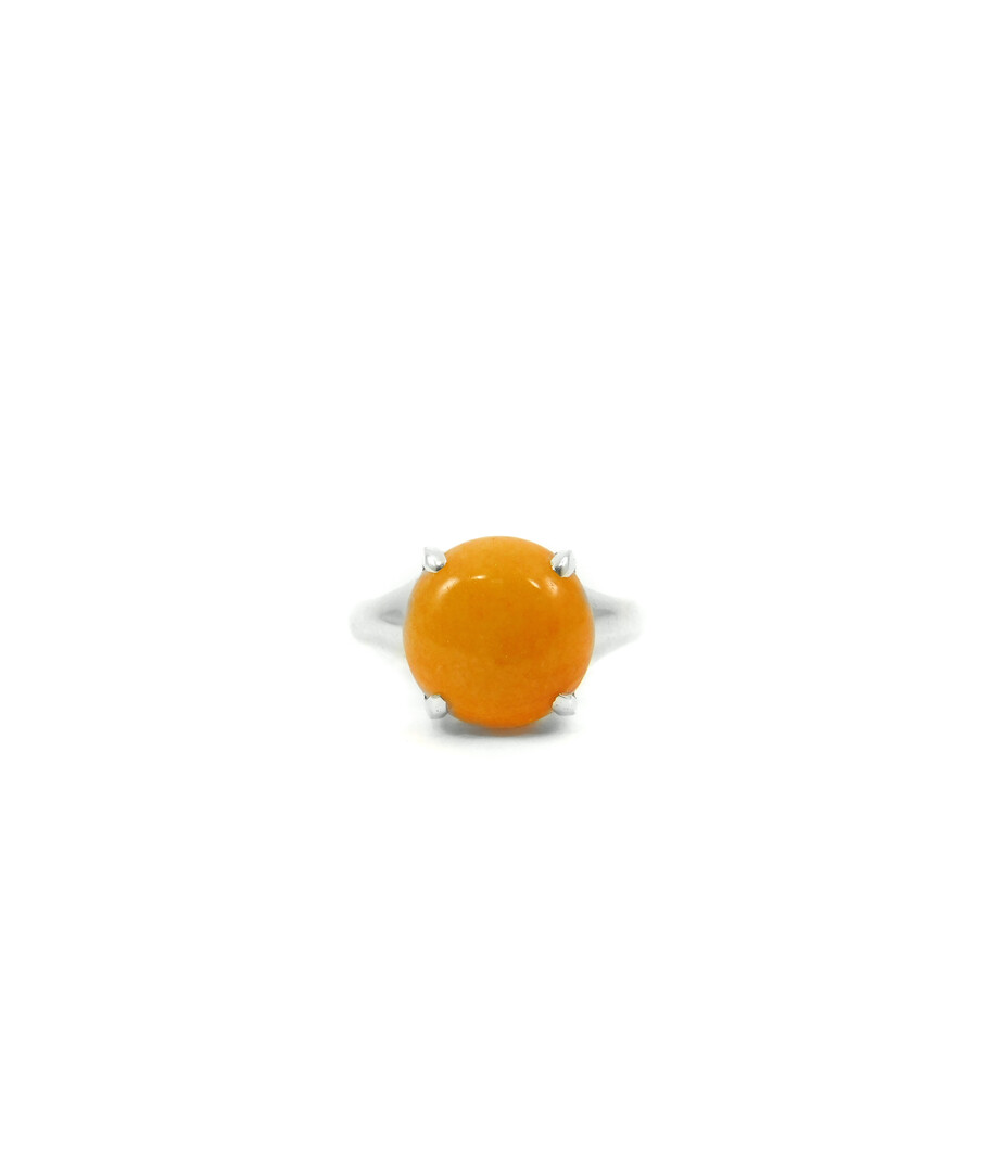 Orange quartz ring, silver