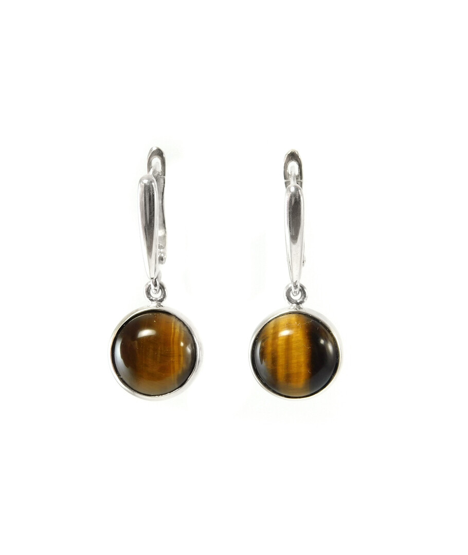 Tiger's eye earrings, silver