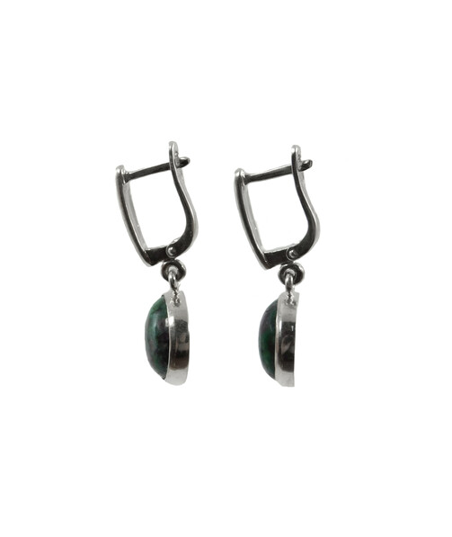 Zoisite earrings, silver