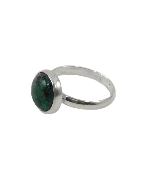 Zoisite ring, silver