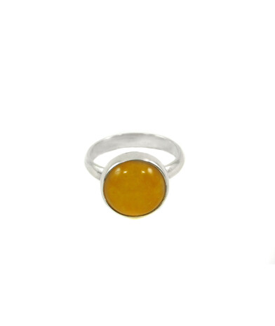 Yellow quartz ring, silver