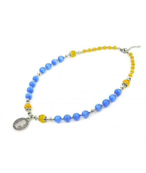 Exclusive necklace "Cornflower" Cat's eye