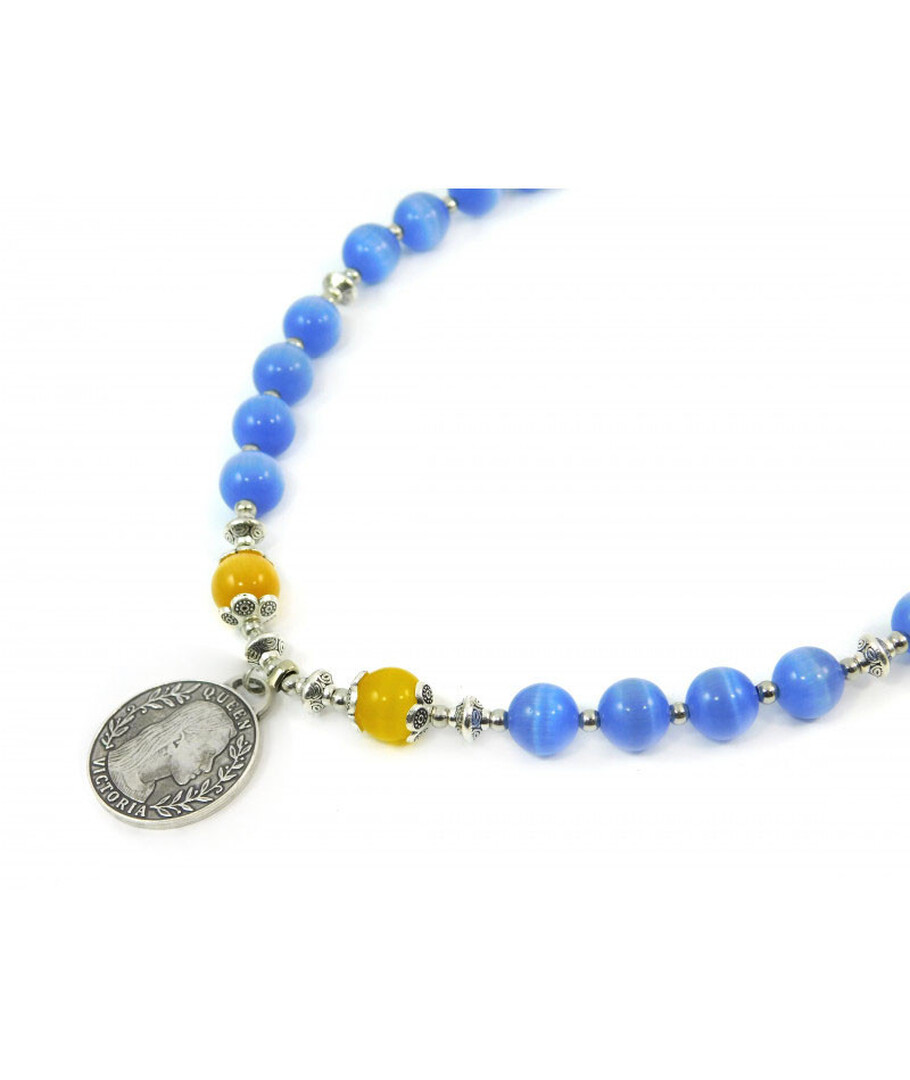 Exclusive necklace "Cornflower" Cat's eye