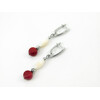 Exclusive earrings &quot;Snowy rowan&quot; Coral tablet, Mother of pearl fig