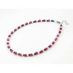 Exclusive necklace "Currant" Quartz facet, Mother-of-pearl rondel, blue beads