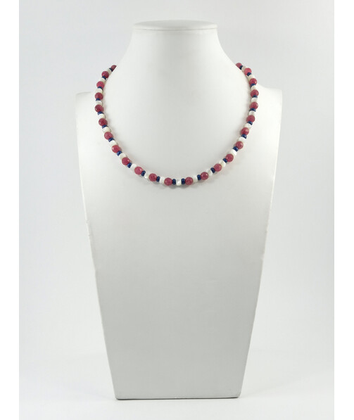 Exclusive necklace "Currant" Quartz facet, Mother-of-pearl rondel, blue beads