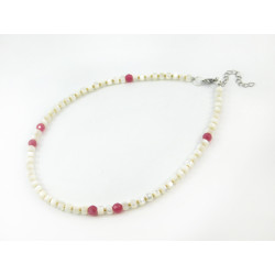 Exclusive necklace "Porichka" Mother-of-pearl rondel, Quartz facet