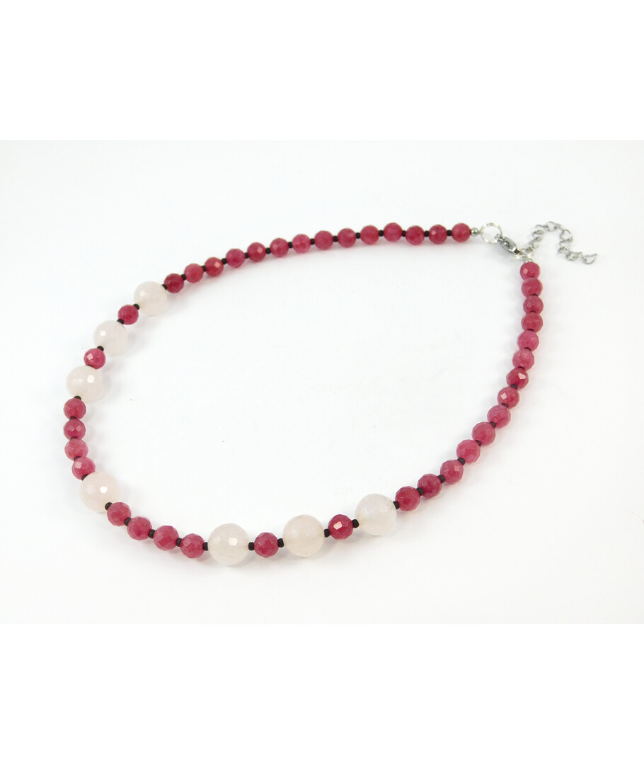 Exclusive necklace "Currant" Quartz facet, Rose quartz facet