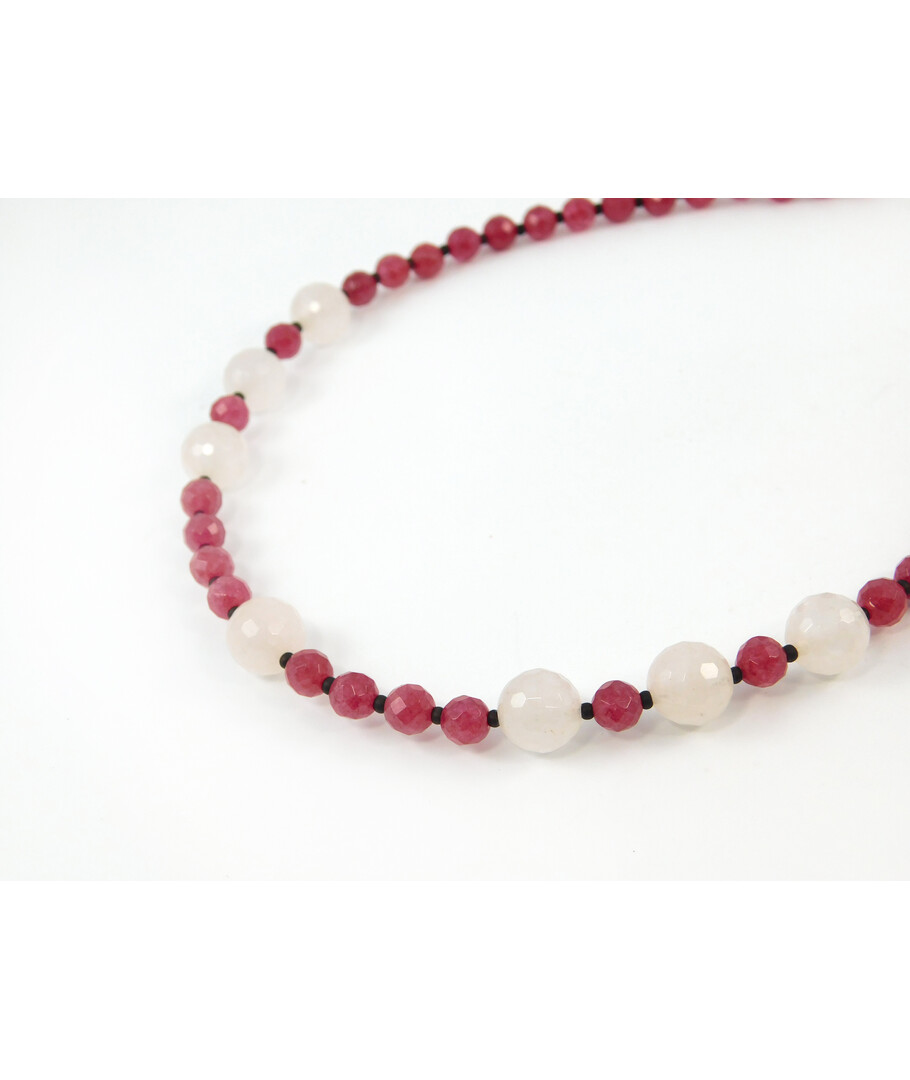 Exclusive necklace "Currant" Quartz facet, Rose quartz facet