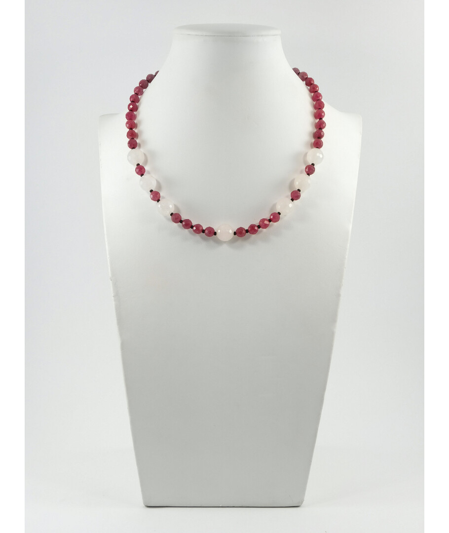 Exclusive necklace "Currant" Quartz facet, Rose quartz facet