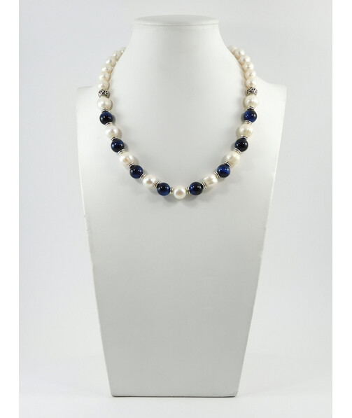 Exclusive necklace "Florida" Pearls, Tiger's eye