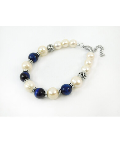 Exclusive bracelet "Florida" Pearls, Tiger's eye