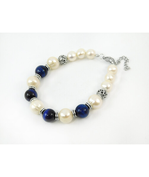 Exclusive bracelet "Florida" Pearls, Tiger's eye