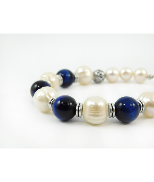 Exclusive bracelet "Florida" Pearls, Tiger's eye