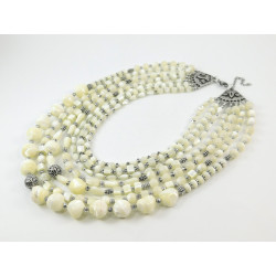 Exclusive necklace "Ella" Mother-of-pearl, drop, square, chevron, 9-row