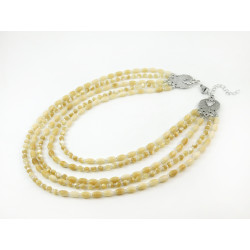 Exclusive necklace "Ilma" Mother of pearl, rice, 5 rows