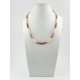 Exclusive necklace "Land of Oz" Pink multi-sapphire, Peach rondel pearls, silver								