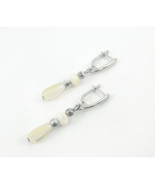 Exclusive earrings "Ella" Mother-of-pearl drop, rondel