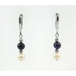 Exclusive earrings "California" Pearls black, white