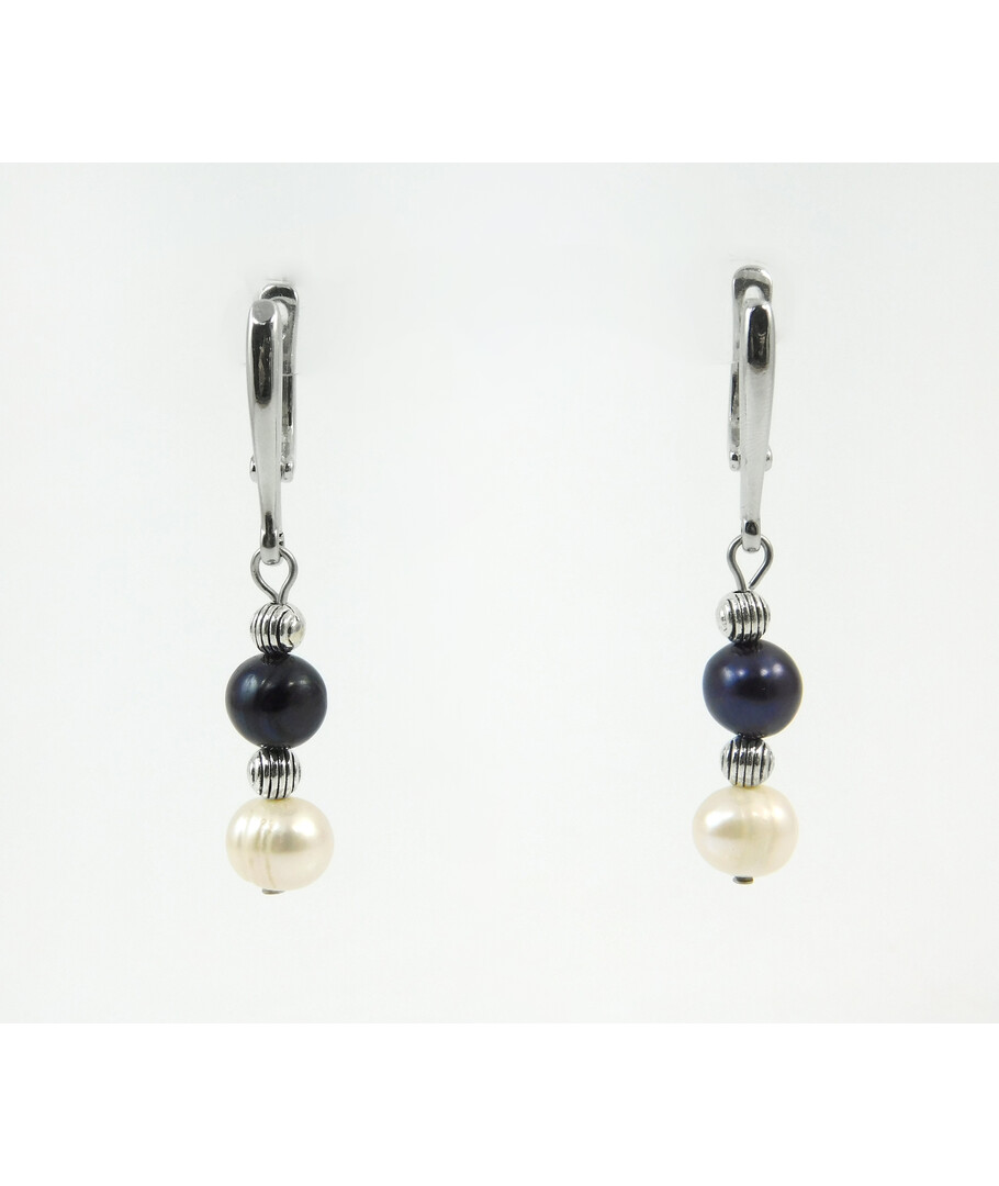 Exclusive earrings "California" Pearls black, white