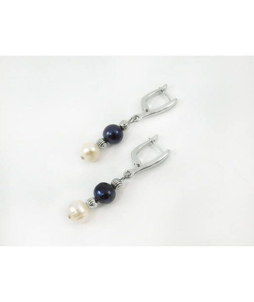 Exclusive earrings "California" Pearls black, white