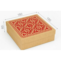 Коробка "Вышиванка" с деревянным наполнителем 180х180х60мм