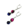 Exclusive earrings &quot;Hutsul motifs&quot; Cat&#039;s eye, Tiger&#039;s eye blue