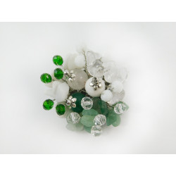 Brooch "White dew" White agate, Rock crystal, Jade, crumb