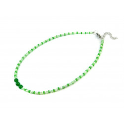Exclusive necklace "Ilta" Chrysoprase, mother-of-pearl rondel green and light green