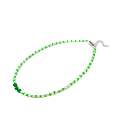 Exclusive necklace "Ilta" Chrysoprase, mother-of-pearl rondel green and light green