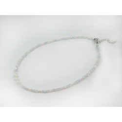 Exclusive necklace "Ilta" Adulyar facet, mother-of-pearl rondel gray, pink
