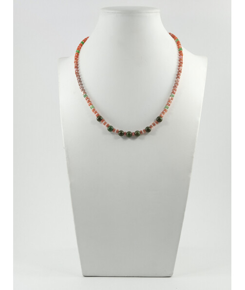 Exclusive necklace "Ilta" Jasper, mother-of-pearl rondel