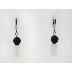 Exclusive earrings "Alps" rock crystal cylinder, Lava