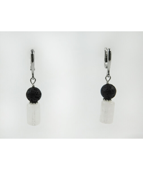 Exclusive earrings "Alps" rock crystal cylinder, Lava