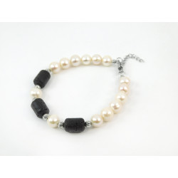 Exclusive bracelet "Venice" Pearls, Lava barrel