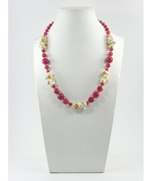 Exclusive necklace "Isidore" Quartz facet, Mother of pearl crumb