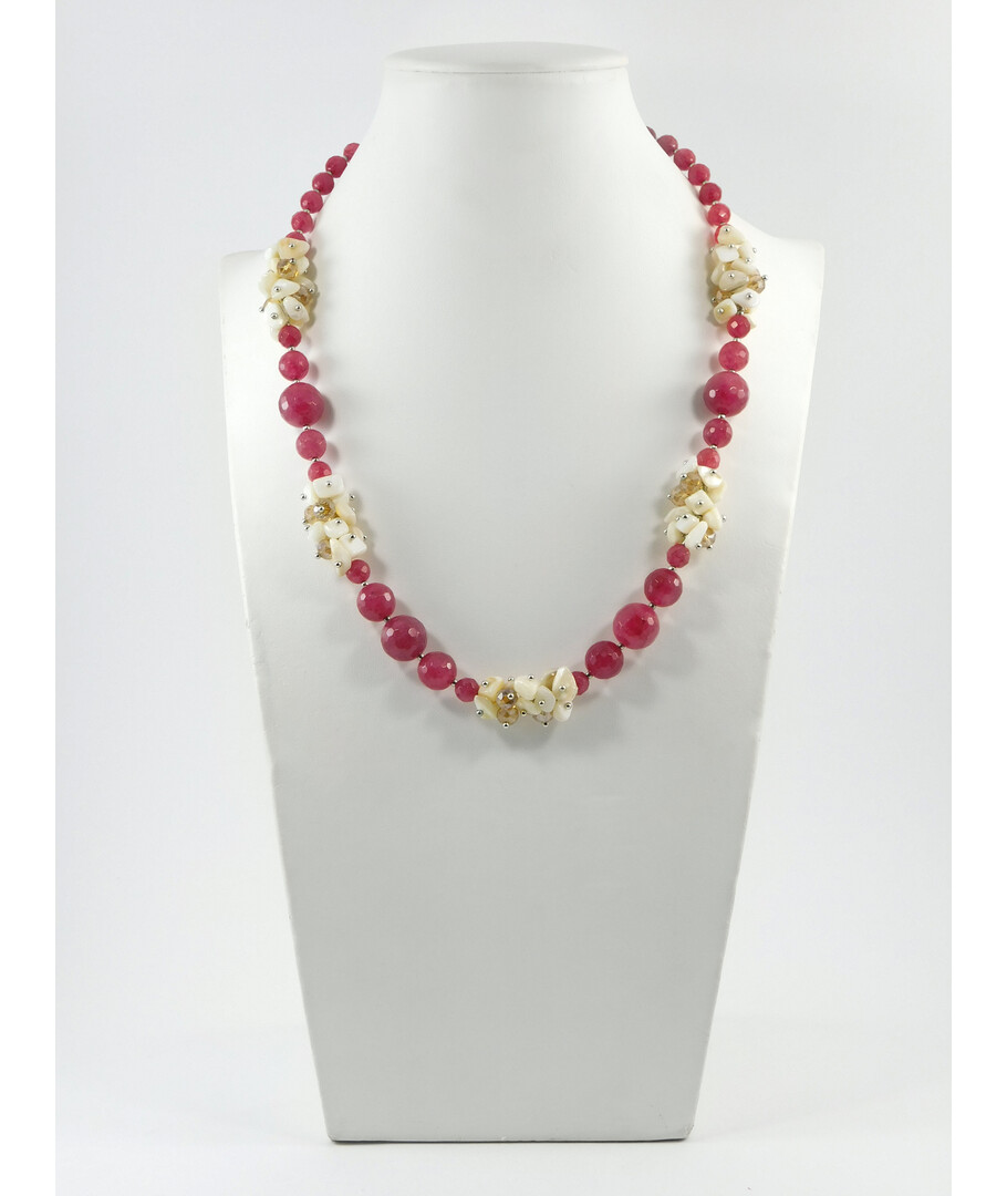 Exclusive necklace "Isidore" Quartz facet, Mother of pearl crumb